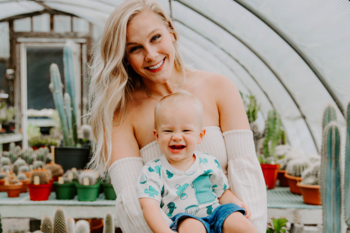 Gotcha Mama podcast guest Caroline Broadbent with her toddler son
