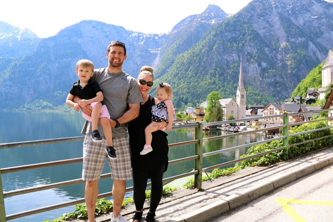 Gotcha Mama podcast guest Maggie Bailey with her family on vacation in Europe